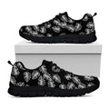 Black And White Monstera Pattern Print Black Running Shoes