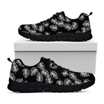 Black And White Monstera Pattern Print Black Sneakers