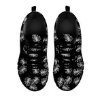 Black And White Monstera Pattern Print Black Sneakers