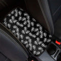 Black And White Monstera Pattern Print Car Center Console Cover