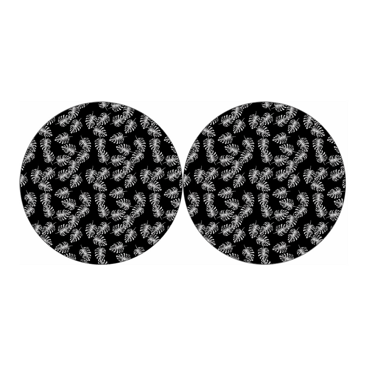 Black And White Monstera Pattern Print Car Coasters