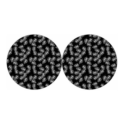 Black And White Monstera Pattern Print Car Coasters