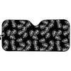 Black And White Monstera Pattern Print Car Sun Shade