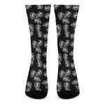 Black And White Monstera Pattern Print Crew Socks