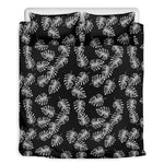 Black And White Monstera Pattern Print Duvet Cover Bedding Set