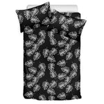 Black And White Monstera Pattern Print Duvet Cover Bedding Set