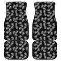 Black And White Monstera Pattern Print Front and Back Car Floor Mats