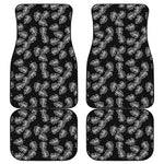 Black And White Monstera Pattern Print Front and Back Car Floor Mats