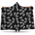 Black And White Monstera Pattern Print Hooded Blanket