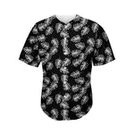 Black And White Monstera Pattern Print Men's Baseball Jersey