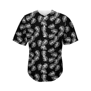 Black And White Monstera Pattern Print Men's Baseball Jersey