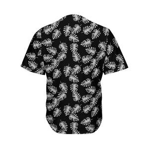 Black And White Monstera Pattern Print Men's Baseball Jersey