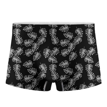 Black And White Monstera Pattern Print Men's Boxer Briefs