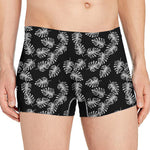 Black And White Monstera Pattern Print Men's Boxer Briefs