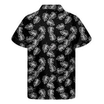 Black And White Monstera Pattern Print Men's Short Sleeve Shirt