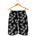 Black And White Monstera Pattern Print Men's Shorts
