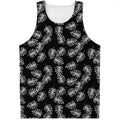 Black And White Monstera Pattern Print Men's Tank Top