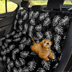 Black And White Monstera Pattern Print Pet Car Back Seat Cover