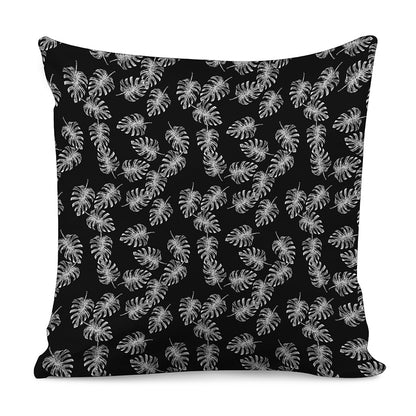 Black And White Monstera Pattern Print Pillow Cover