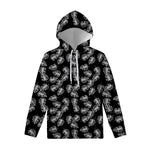 Black And White Monstera Pattern Print Pullover Hoodie