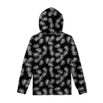 Black And White Monstera Pattern Print Pullover Hoodie