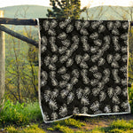 Black And White Monstera Pattern Print Quilt