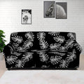 Black And White Monstera Pattern Print Sofa Cover