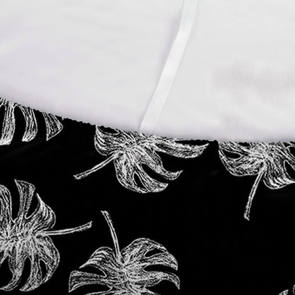 Black And White Monstera Pattern Print Sofa Cover
