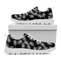 Black And White Monstera Pattern Print White Running Shoes