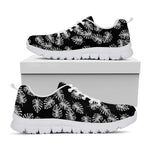 Black And White Monstera Pattern Print White Sneakers