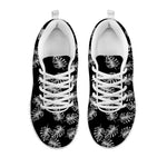 Black And White Monstera Pattern Print White Sneakers