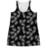 Black And White Monstera Pattern Print Women's Racerback Tank Top