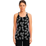 Black And White Monstera Pattern Print Women's Racerback Tank Top