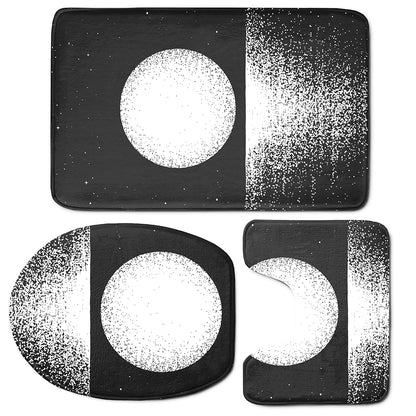 Black And White Moonlight Print 3 Piece Bath Mat Set