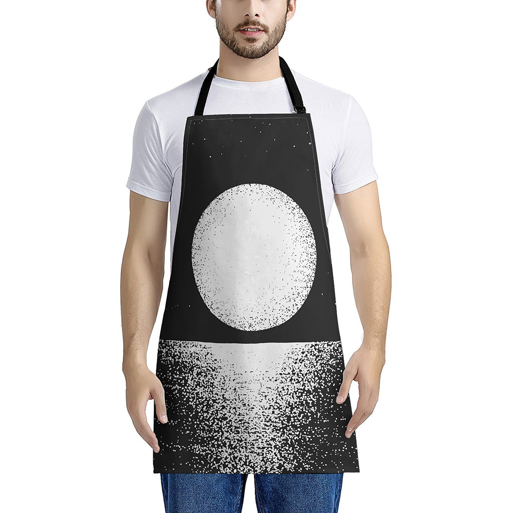 Black And White Moonlight Print Apron