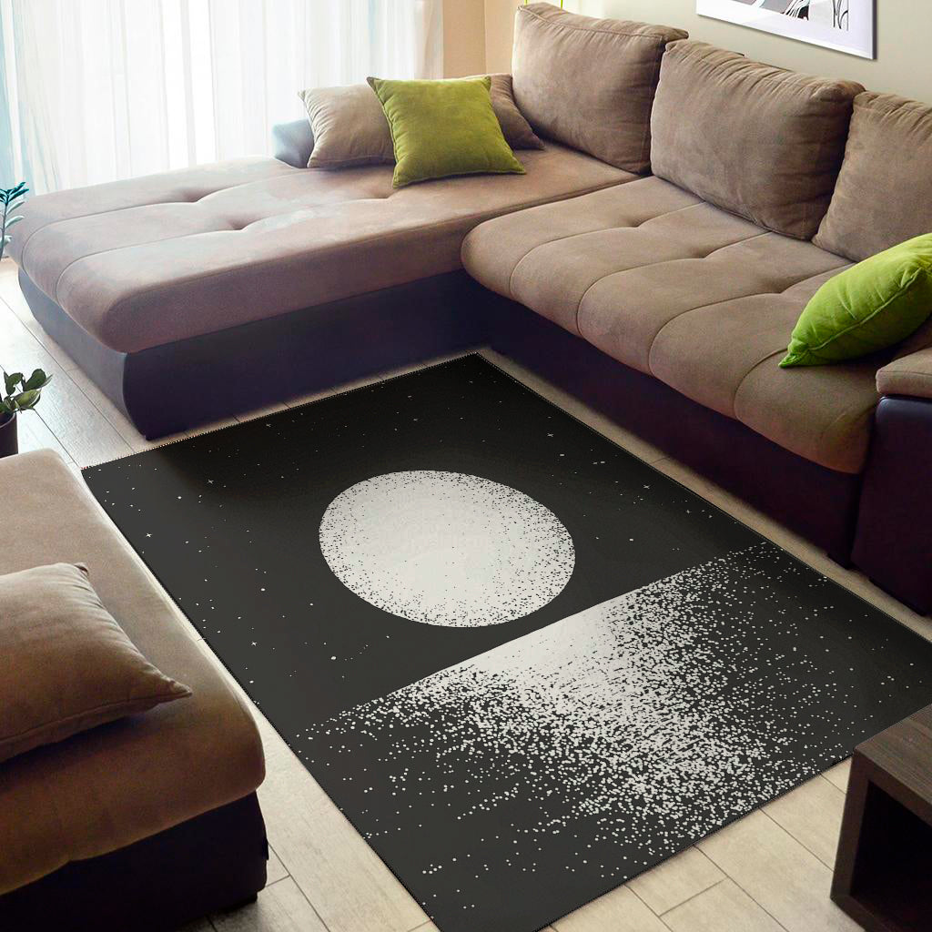 Black And White Moonlight Print Area Rug