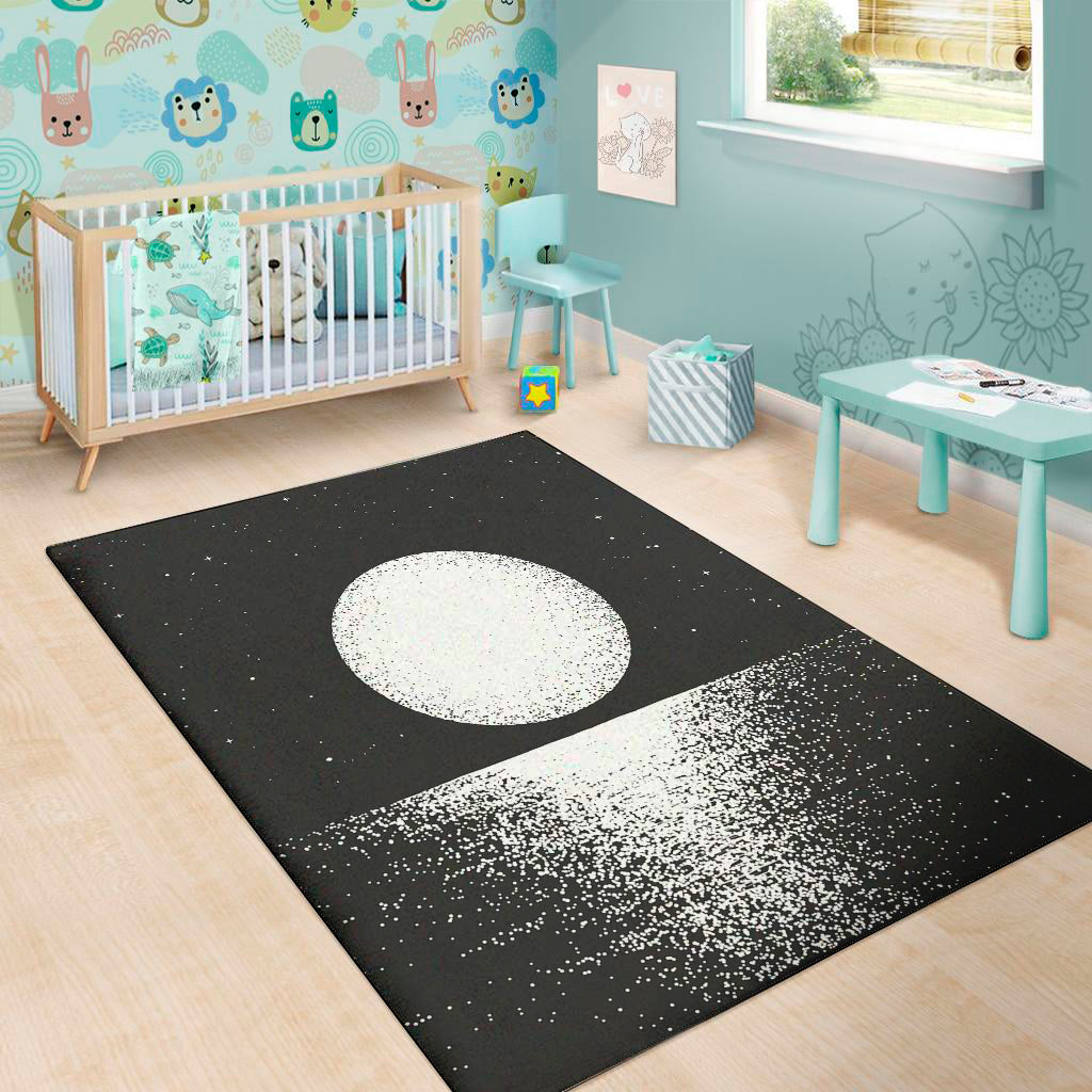 Black And White Moonlight Print Area Rug