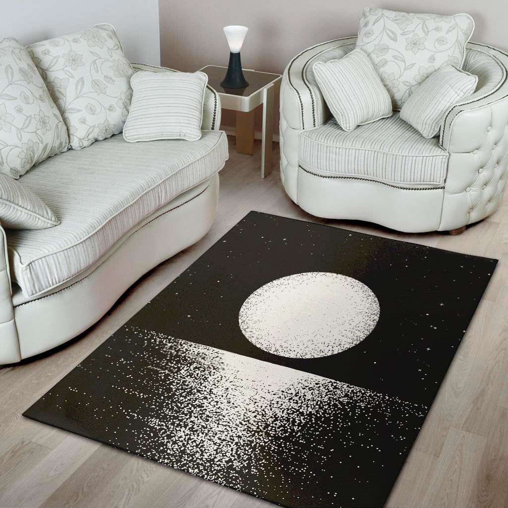 Black And White Moonlight Print Area Rug