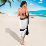 Black And White Moonlight Print Beach Sarong Wrap