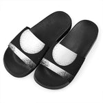 Black And White Moonlight Print Black Slide Sandals