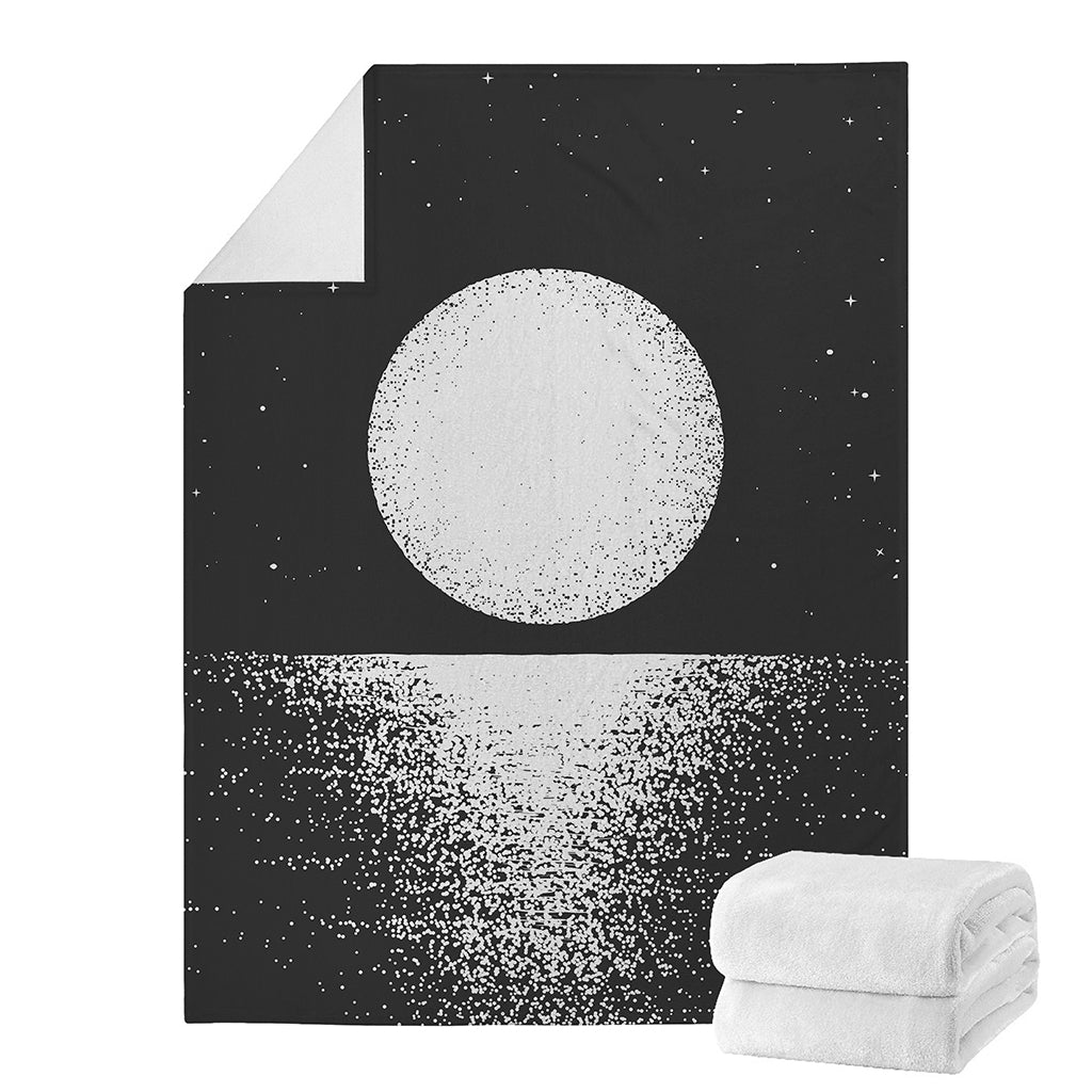 Black And White Moonlight Print Blanket