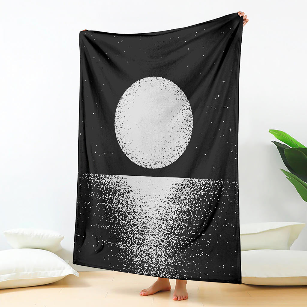 Black And White Moonlight Print Blanket