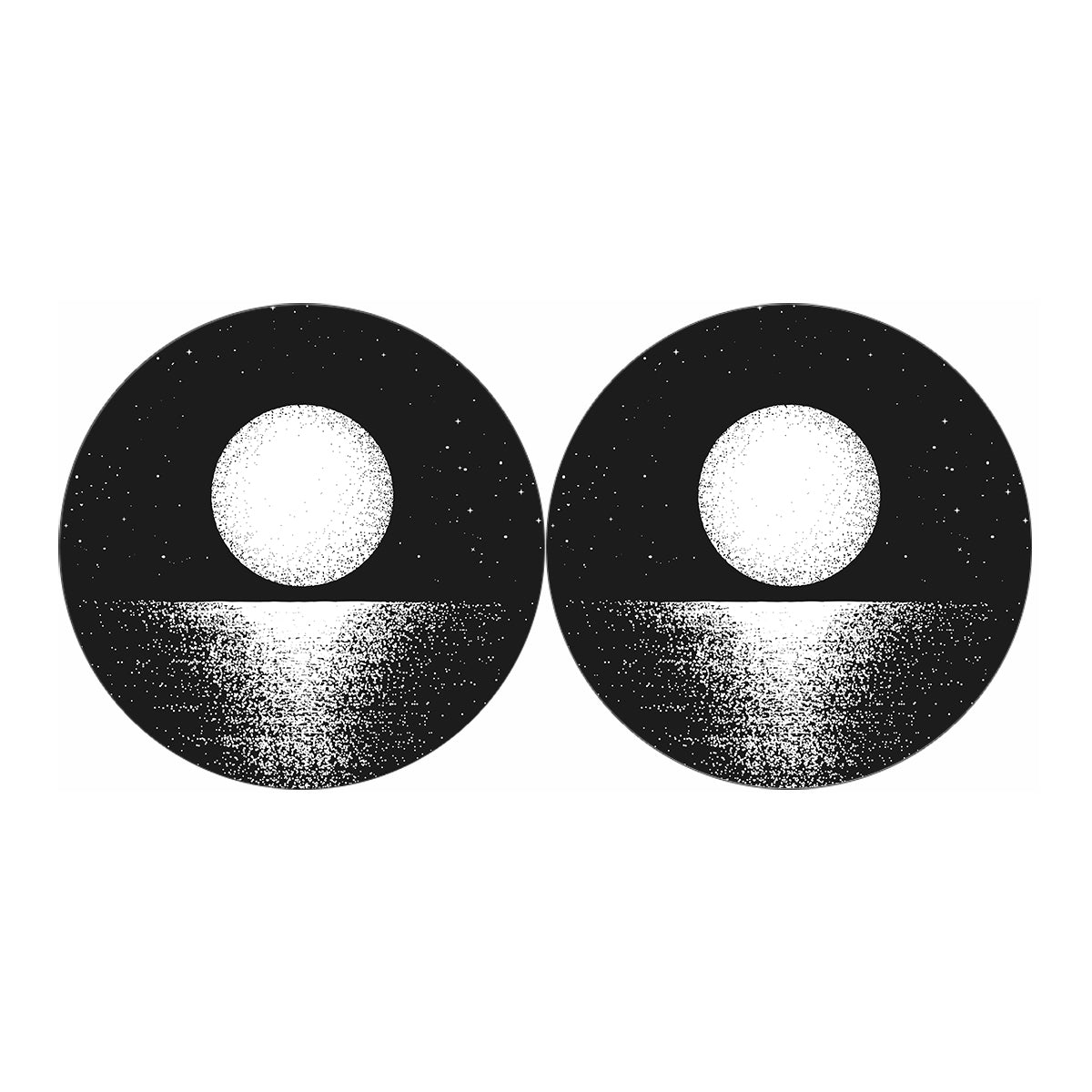 Black And White Moonlight Print Car Coasters