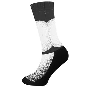 Black And White Moonlight Print Crew Socks