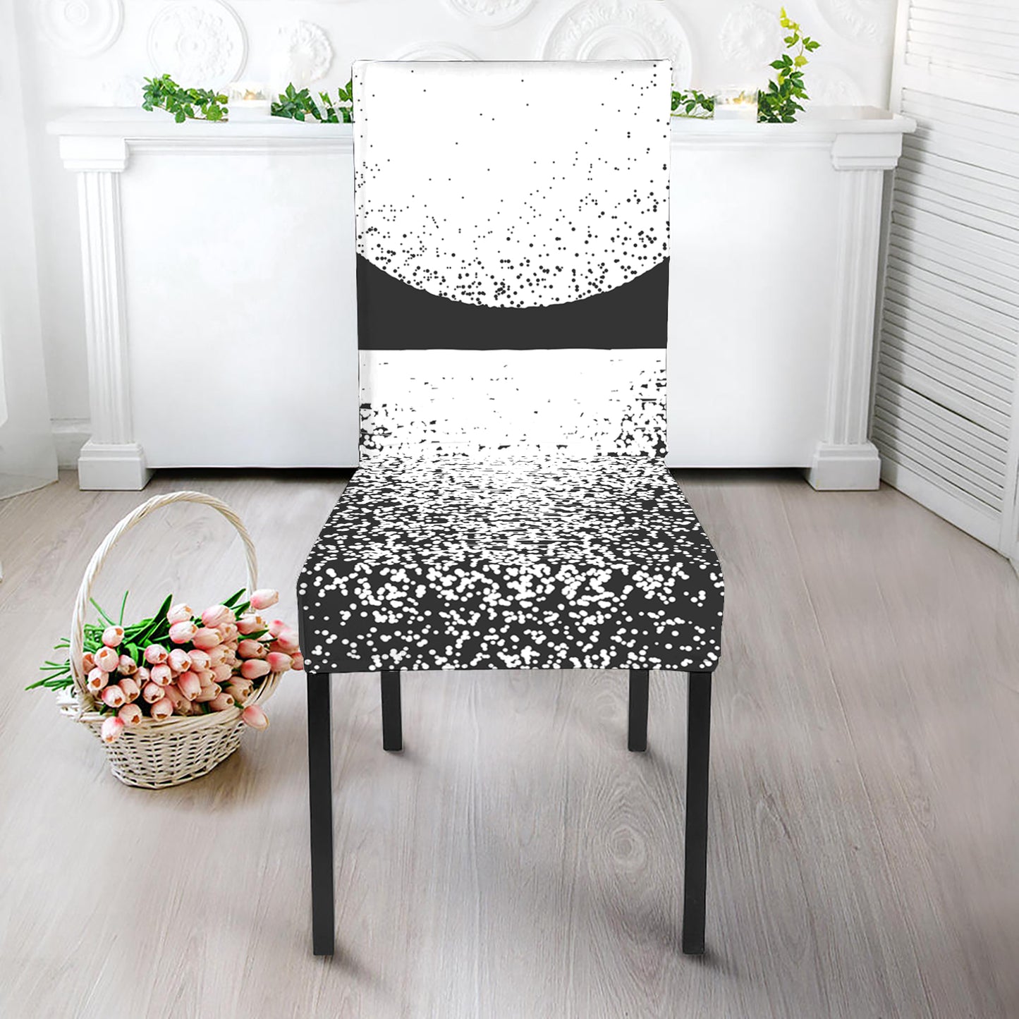 Black And White Moonlight Print Dining Chair Slipcover