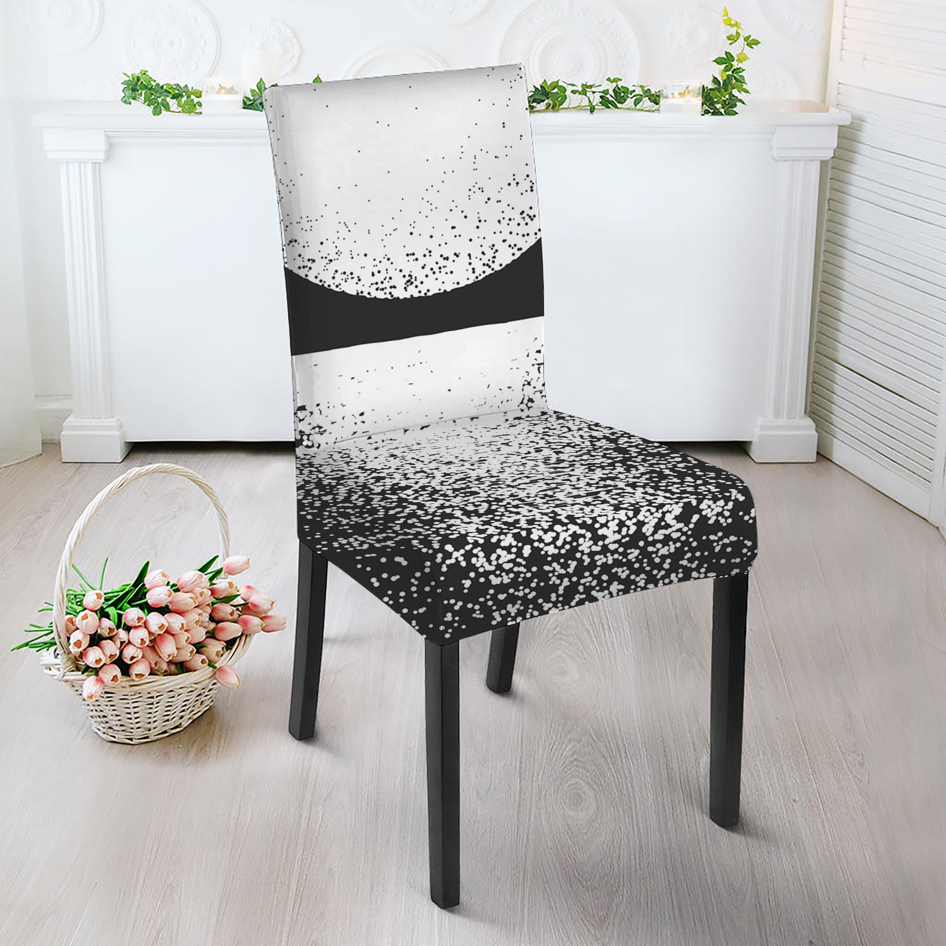 Black And White Moonlight Print Dining Chair Slipcover