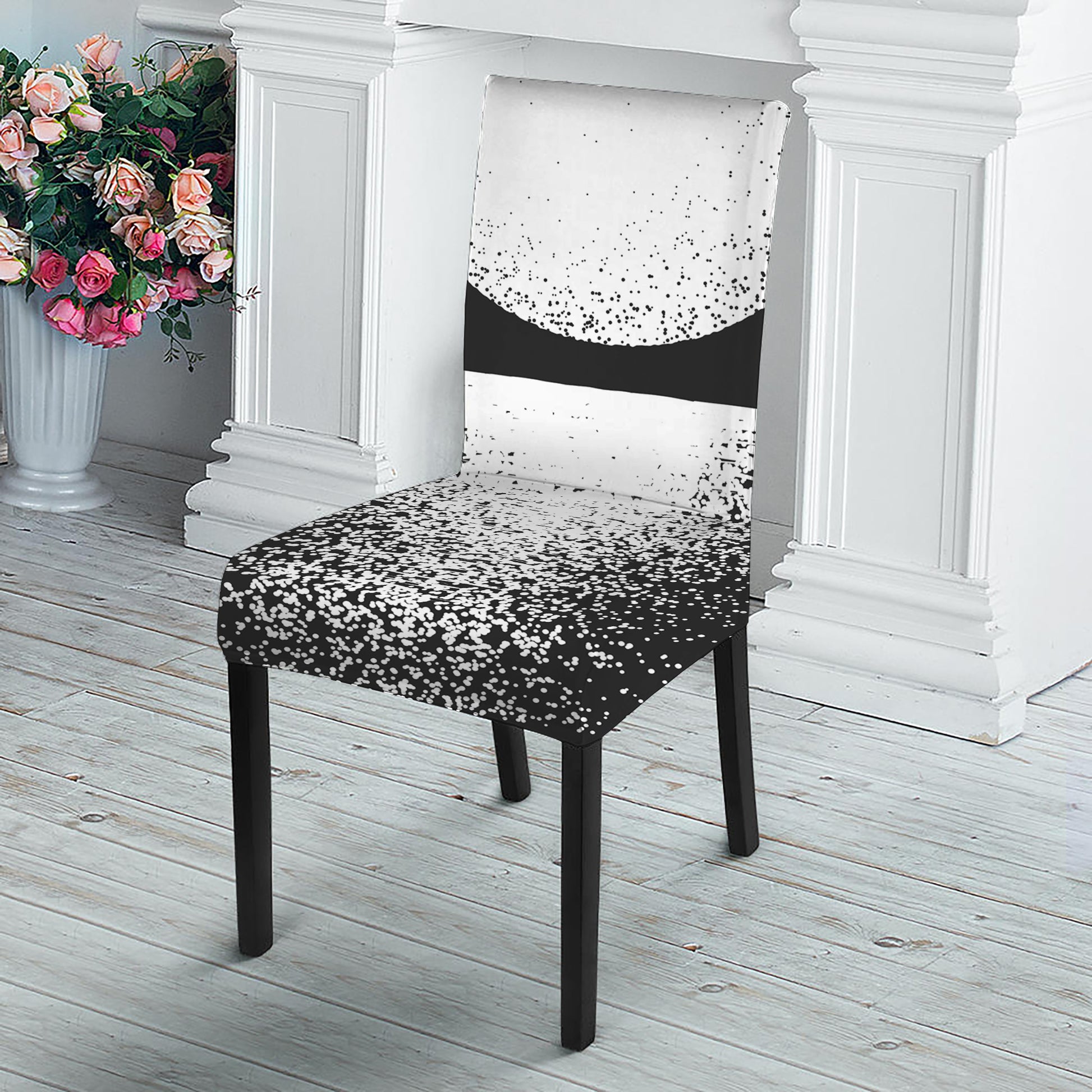 Black And White Moonlight Print Dining Chair Slipcover
