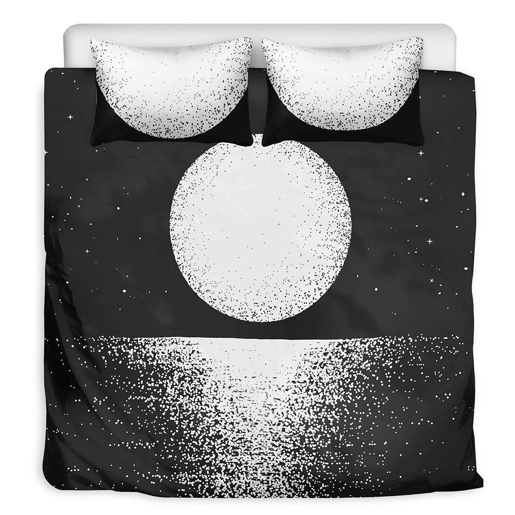 Black And White Moonlight Print Duvet Cover Bedding Set