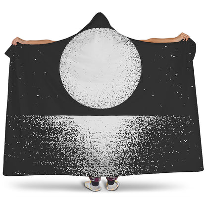 Black And White Moonlight Print Hooded Blanket