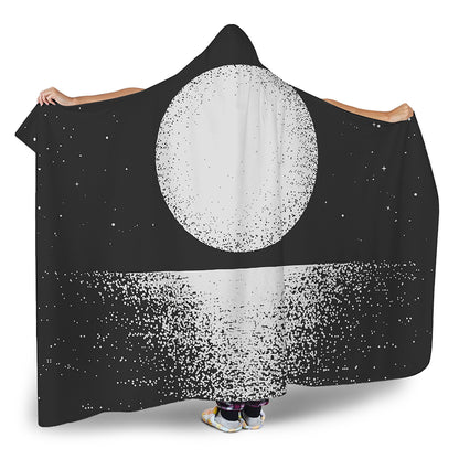 Black And White Moonlight Print Hooded Blanket
